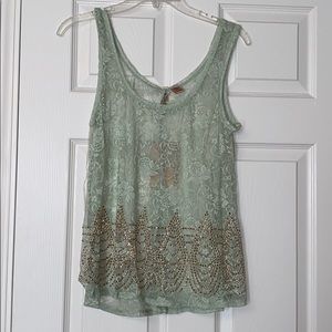 Light mint green lace tank top w/tags